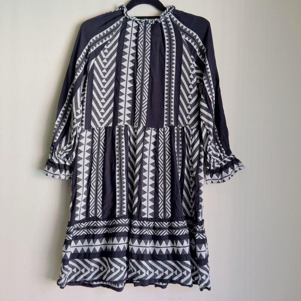 Maeve by Anthropology Dress Sz XSP Black White Geometric Print Tassels Bohemian - Picture 11 of 16